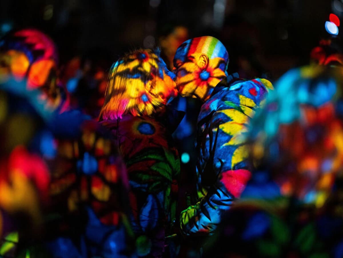 Illuminated landmark during a past edition of the Festival of Lights in Berlin